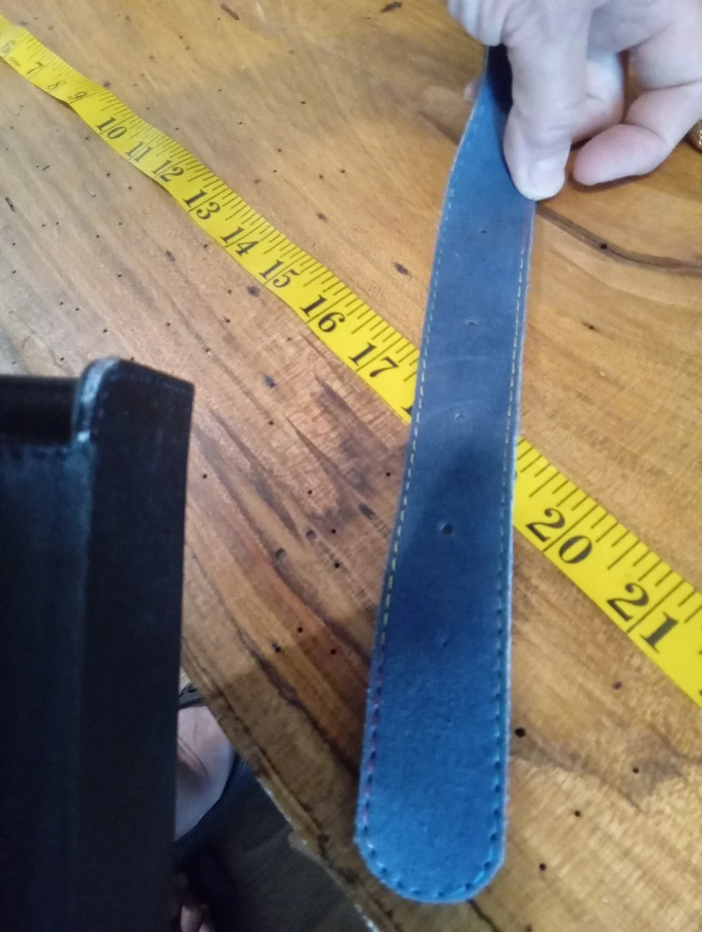 Vintage Blue Faux Suede Leather Belt with Gold-Tone Buckle